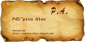 Pápics Alex névjegykártya