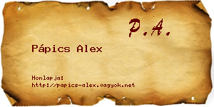 Pápics Alex névjegykártya